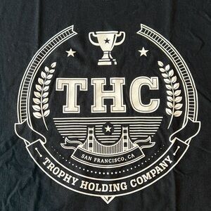 Trophy Holding Co. Vintage Style Logo Graphic T-Shirt Black 2XL